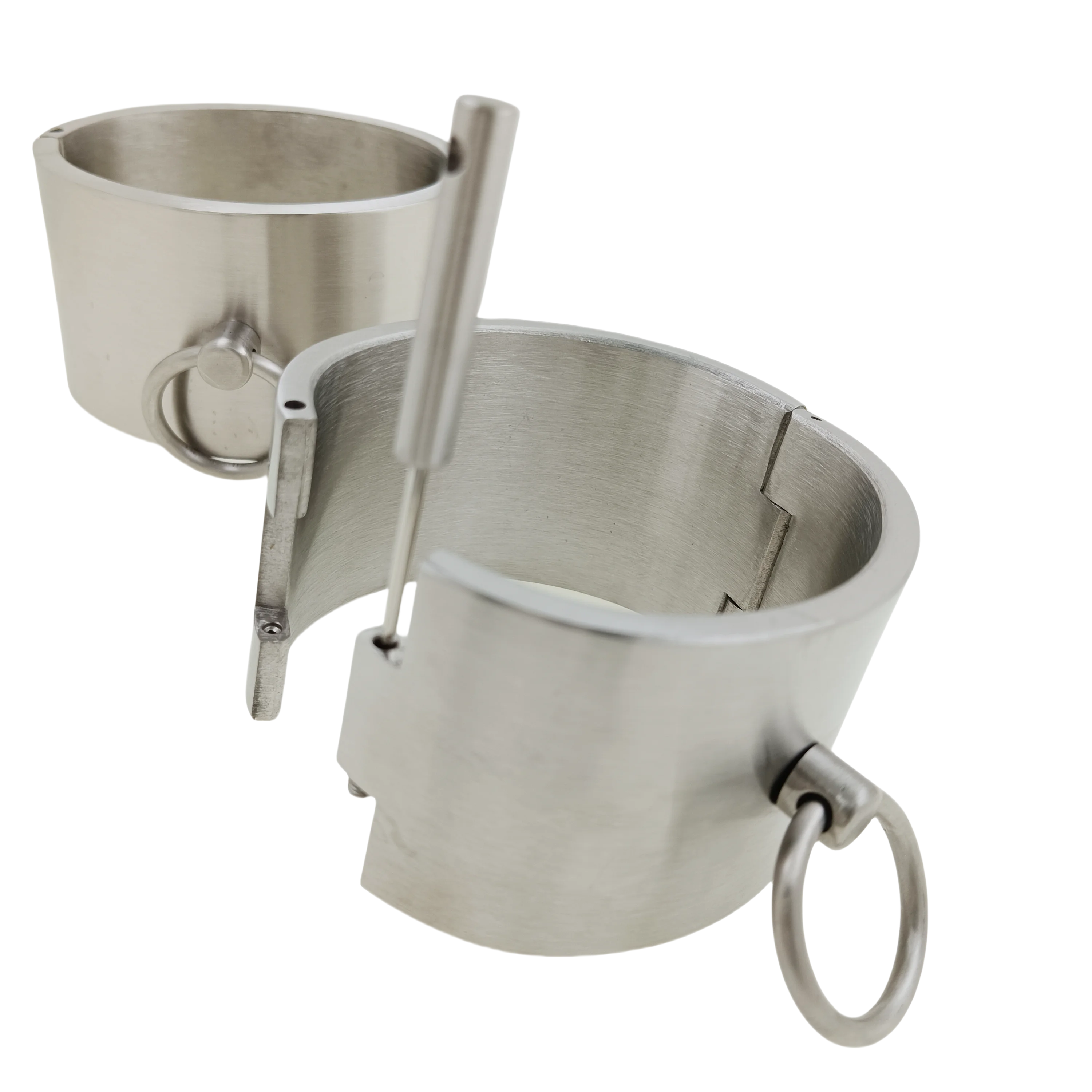 Height 40mm Brushed silver 100% stainless steel wrist ankle cuffs lockable bangle slave bracelets jewelry
