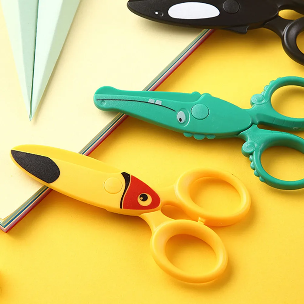

2 шт. Детские ножницы с мультяшным дизайном, пластиковая ручка, прочные, безопасные, практичные, для творчества, для детей, для школы и офиса