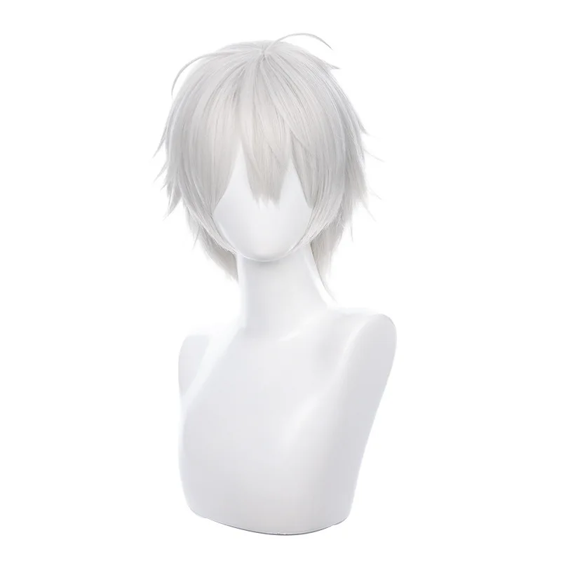 Vtuber Kuzuha Cosplay Wig White Short Hair Heat Resistant Synthetic Halloween Party Accessories Props