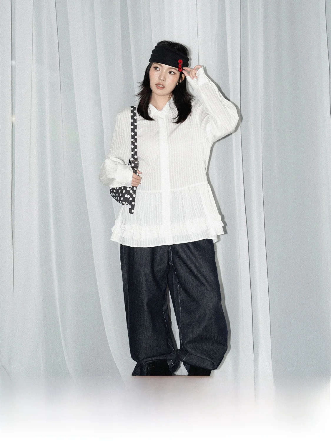 

Princ Early Tea Crystal Label JINGU для похудения с воротником в вертикальную полоску Flip Le Hanfu для женщин Premium Faion