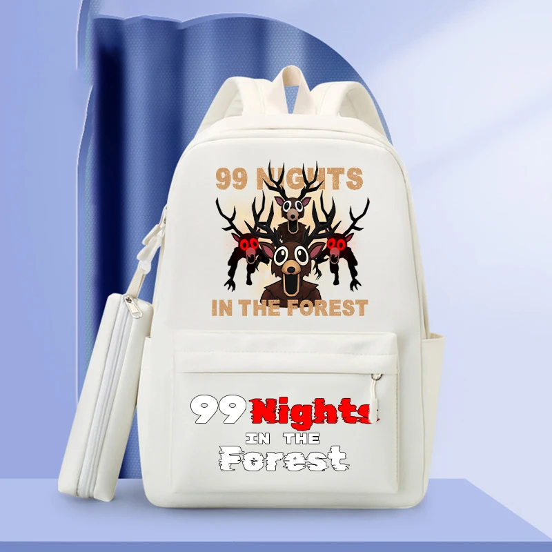 حقيبة مدرسية 99 ليلاً في الغابة، سعة كبيرة، محمولة للطلاب، حقيبة ظهر مقاومة للماء، أنماط الرسوم المتحركة، هدية عيد ميلاد #3