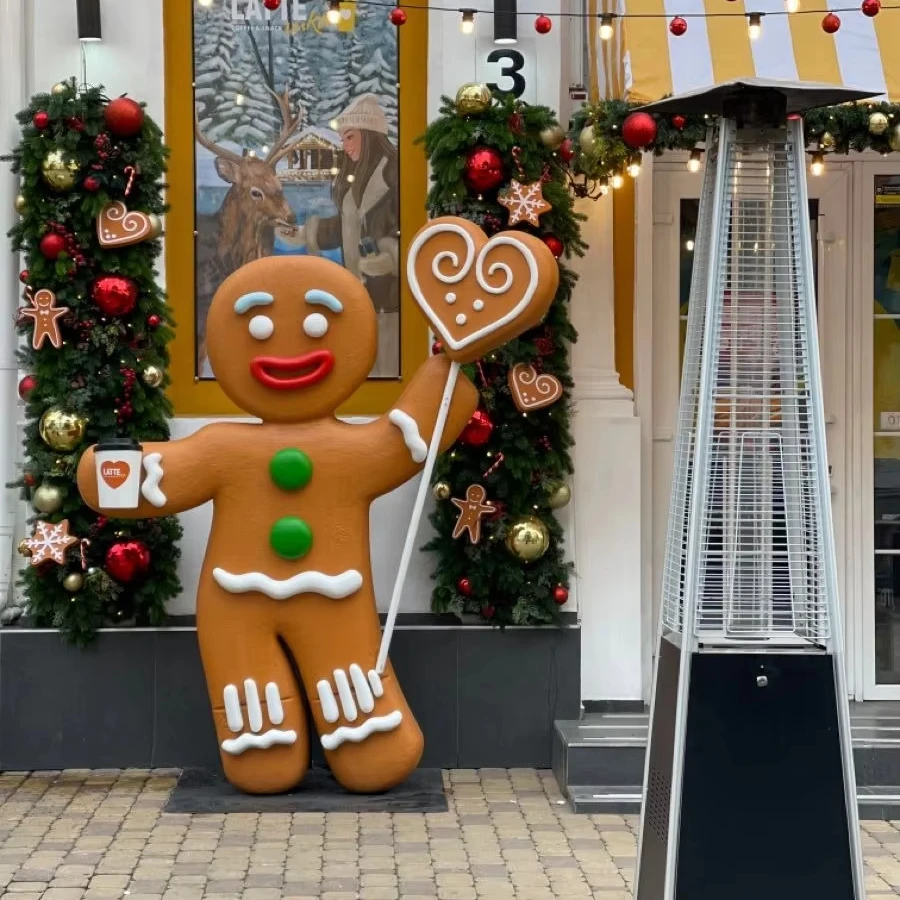 Fiberglass Christmas Giant Gingerbread Men's Indoor/Outdoor Decorative Sculpture