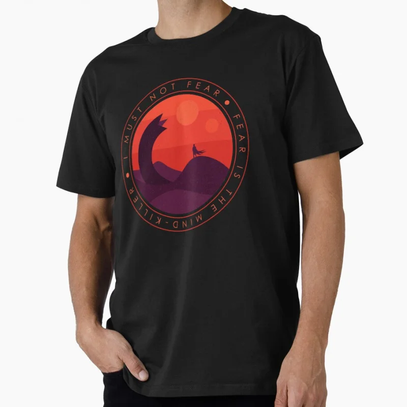 

I Must Not Fear Sandworm Vintage Spice Planet Sci fi Gift T shirt for man Large size Tops Retro Dune Graphic Print Clothes