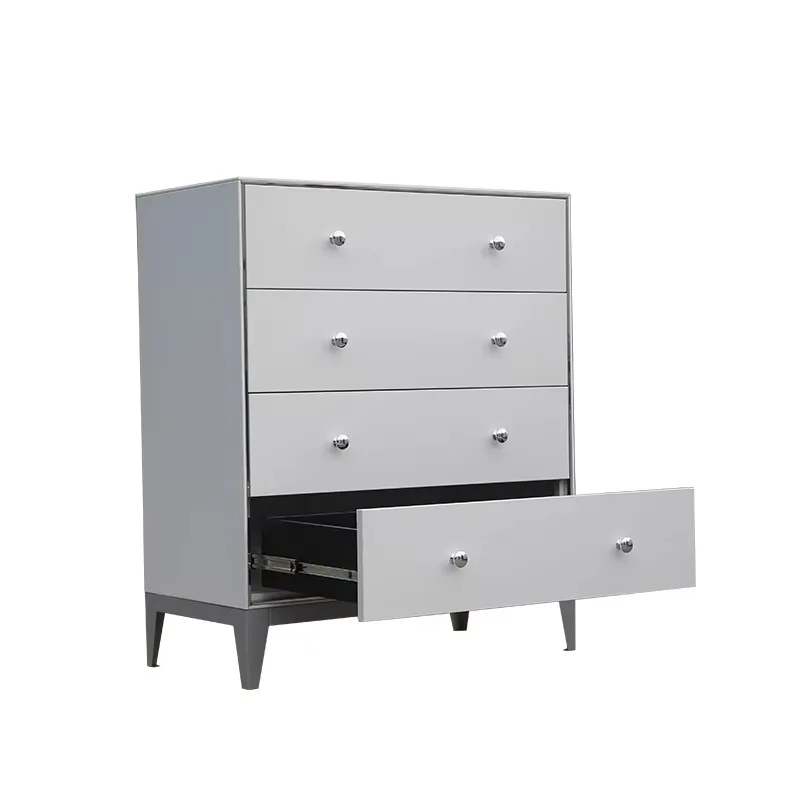 Modern White Steel 4 Drawer Dresser/Chest Locker Entrance Bedroom Living Room Hotel Apartment Eco-friendly and Durable