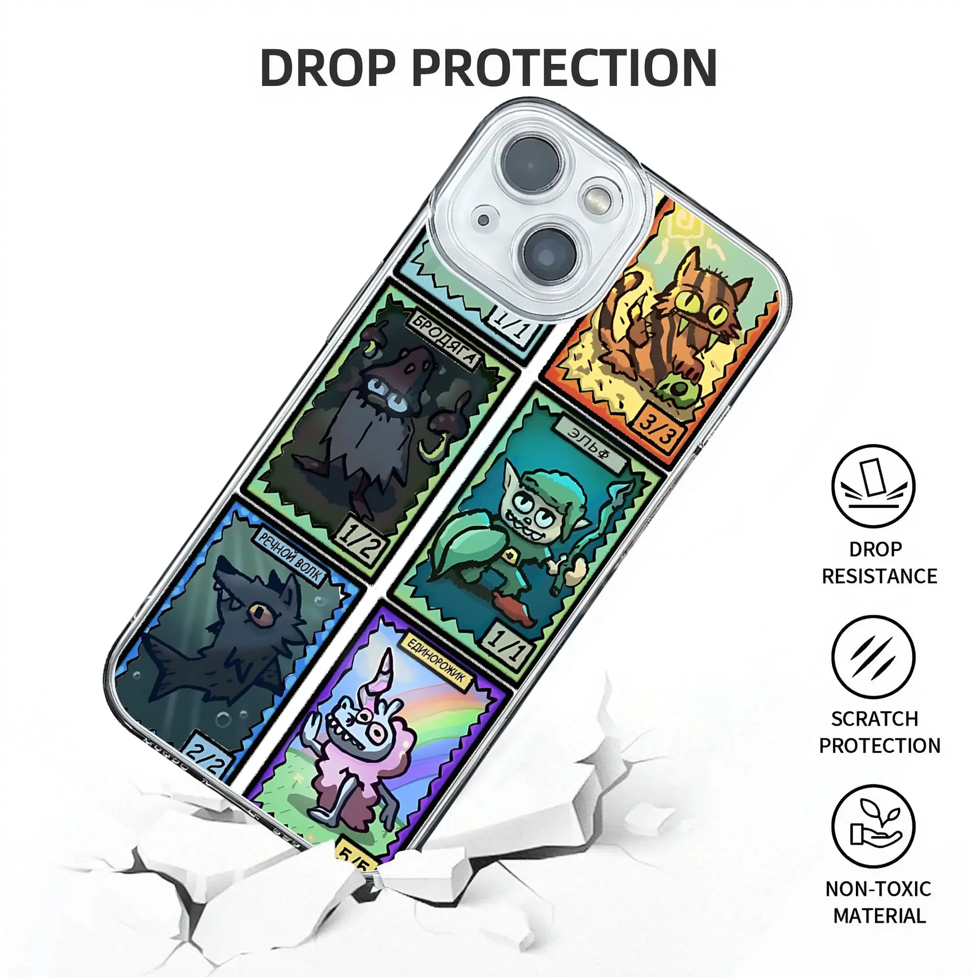 New Bumper  Monster Card Collection Print  Phone Case for IPhone 17 16 15 14 13 12 11 Cover