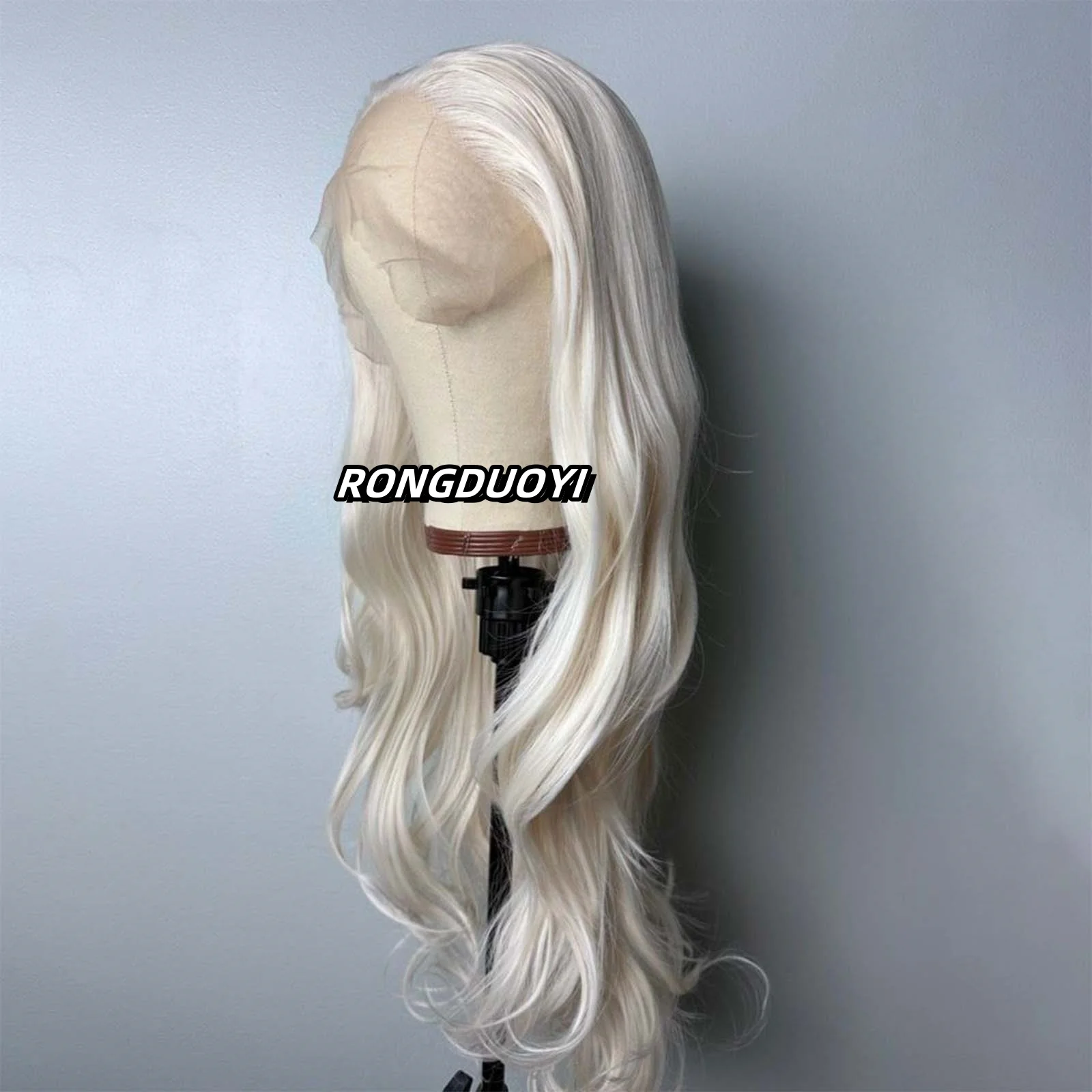 Platinum Blonde Wig Natural Wavy Synthetic Hair Lace Front Wig Long Curly Colored White Blonde Lace Frontal Wigs for Women Party