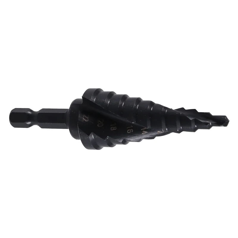 

AT19-12-Step Size Step Drill Bit For Metal,3/16"-7/8" M35 Cobalt Four Spiral Flute Drill Bit,1/4" Hex Shank