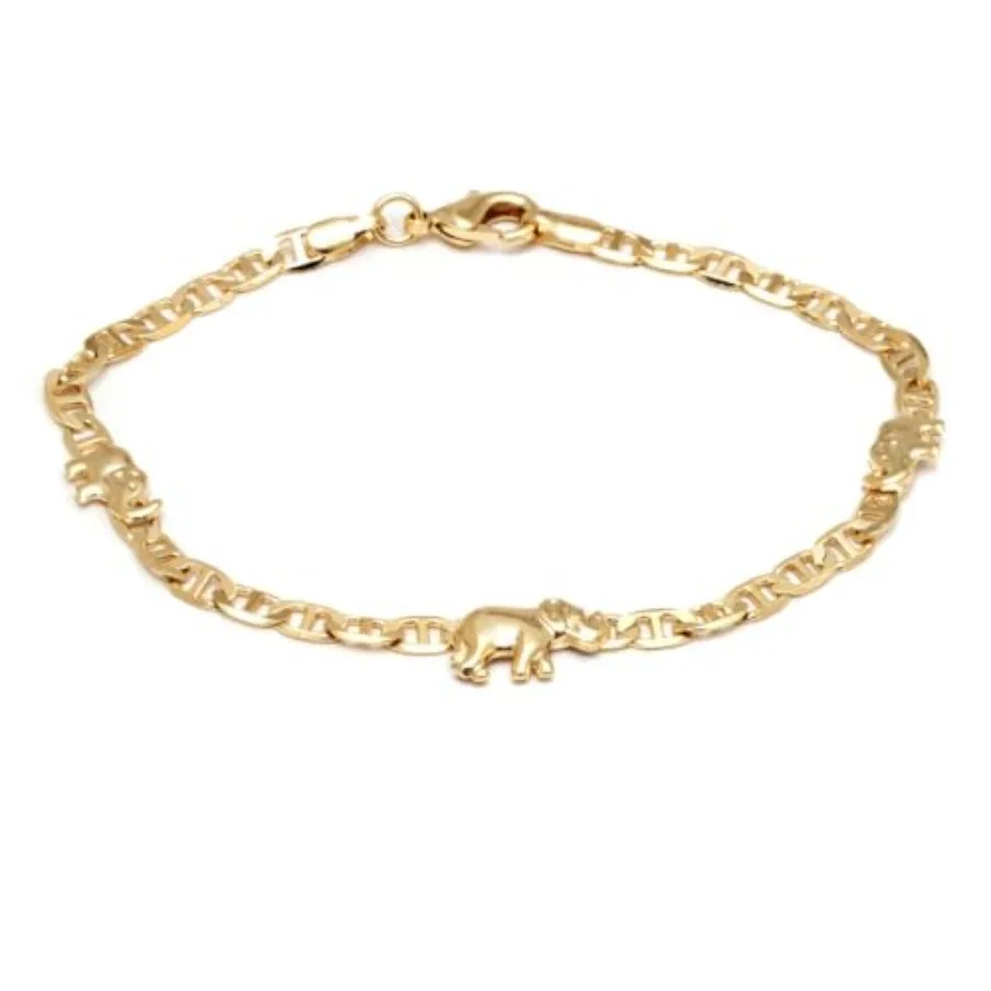 

Barzel 18K Gold Plated Flat Marina Elephant Anklet For Women - Made In Brazil