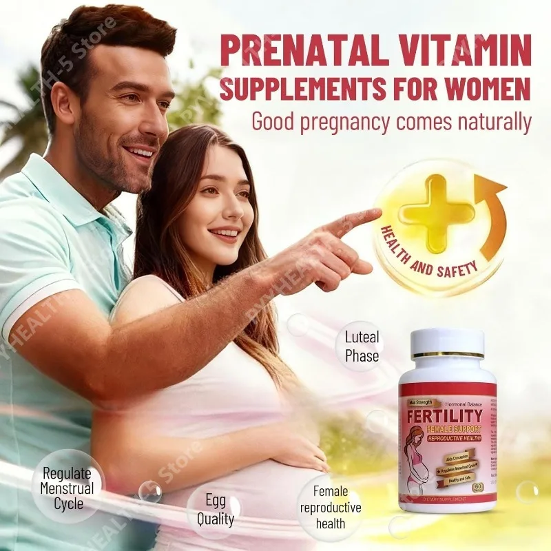 Fertility Tablets for Women, Female Prenatal Vitamin Supplements, Support Ovulation & Conception, 60 Count Daily Routine