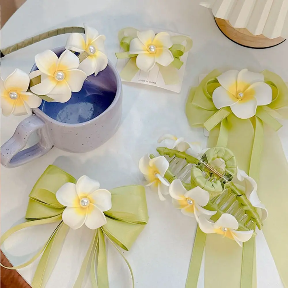 

Lovely Flower Headband Ribbon Mesh Claw Clips Bow Hair Clips Children