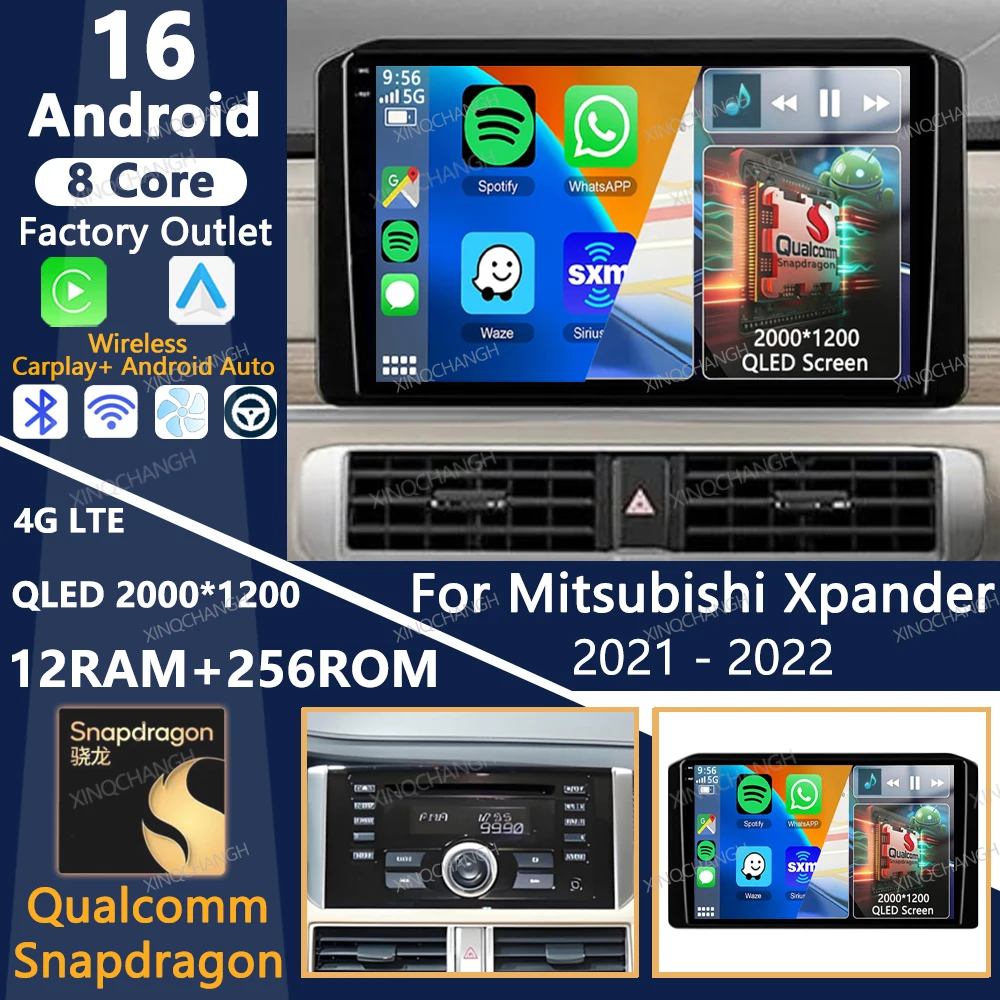 Android 16 Car Radio For Mitsubishi Xpander 2021 - 2022 Multimedia Stereo Video Player 2DIN Carplay Auto 4G WIFI Qualcomm BT GPS