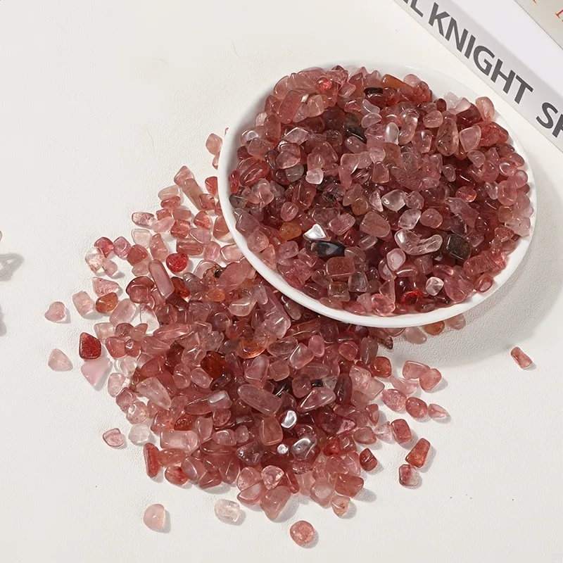 3-12 مللي متر رقائق كريستال كوارتز الفراولة ، رقاقة كوارتز الفراولة الطبيعية حجر الحصى الصخري كريستال ، أحجار كريستال حمراء مطحونة #2