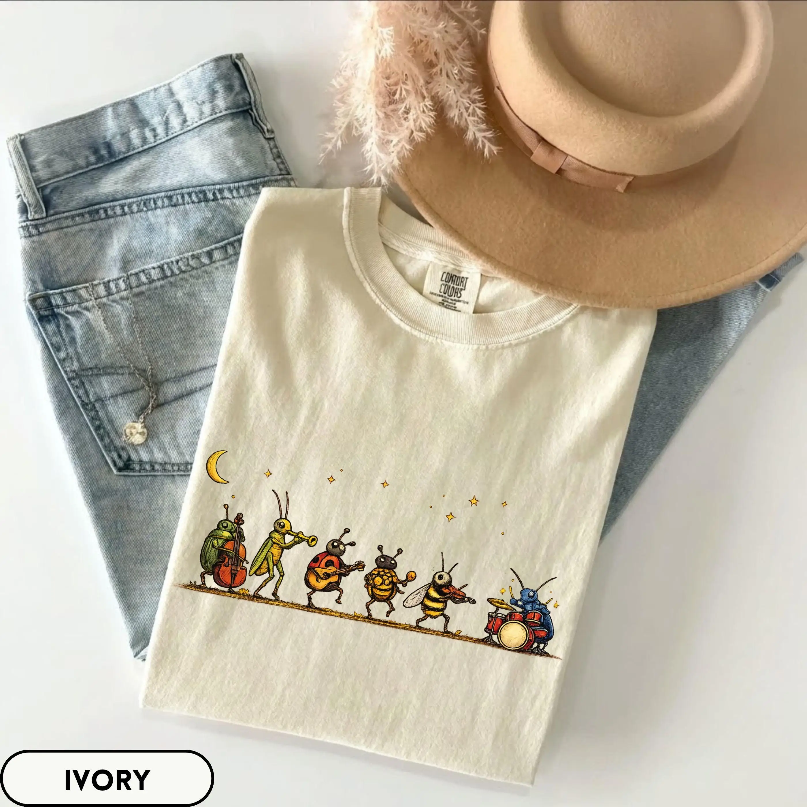 Vintage Insect Music Graphic Tee, Musical Bugs Illustration Tee, Bug Orchestra Shirt, Whimsical Nature Gift