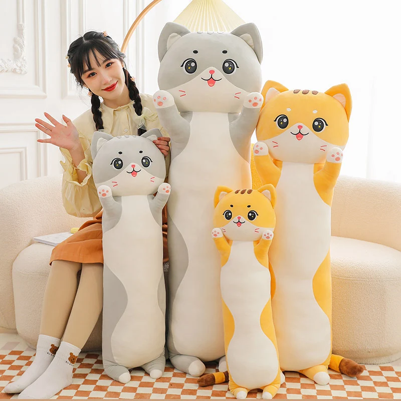 Cute and Soft Long Cat Plush Toy Ultra Kawaii Cat Hug Pillow Body Animal Sleeping Companion Kids Birthday Gift