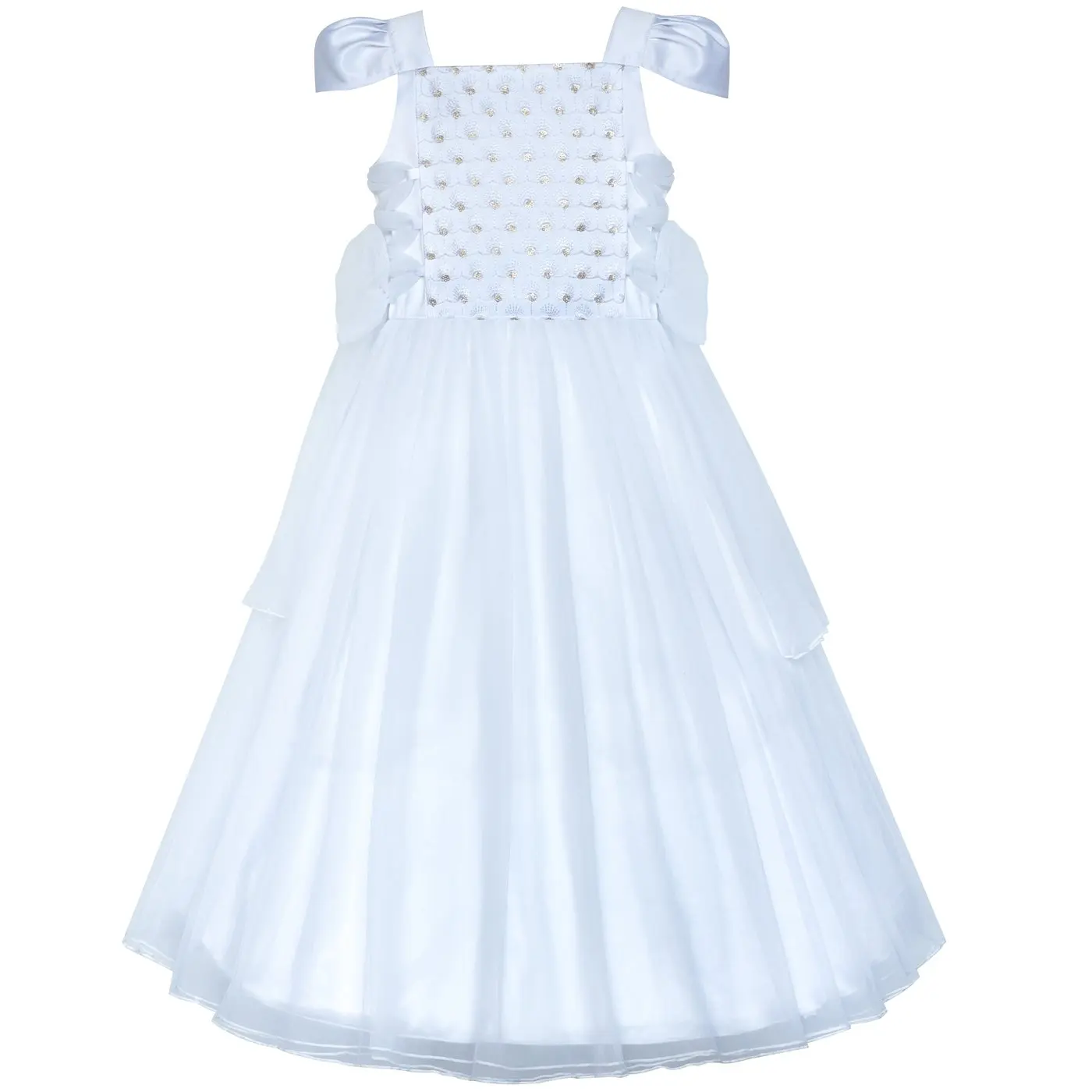 Flower Girls Dress White Sparkling Corset Pageant Vintage
