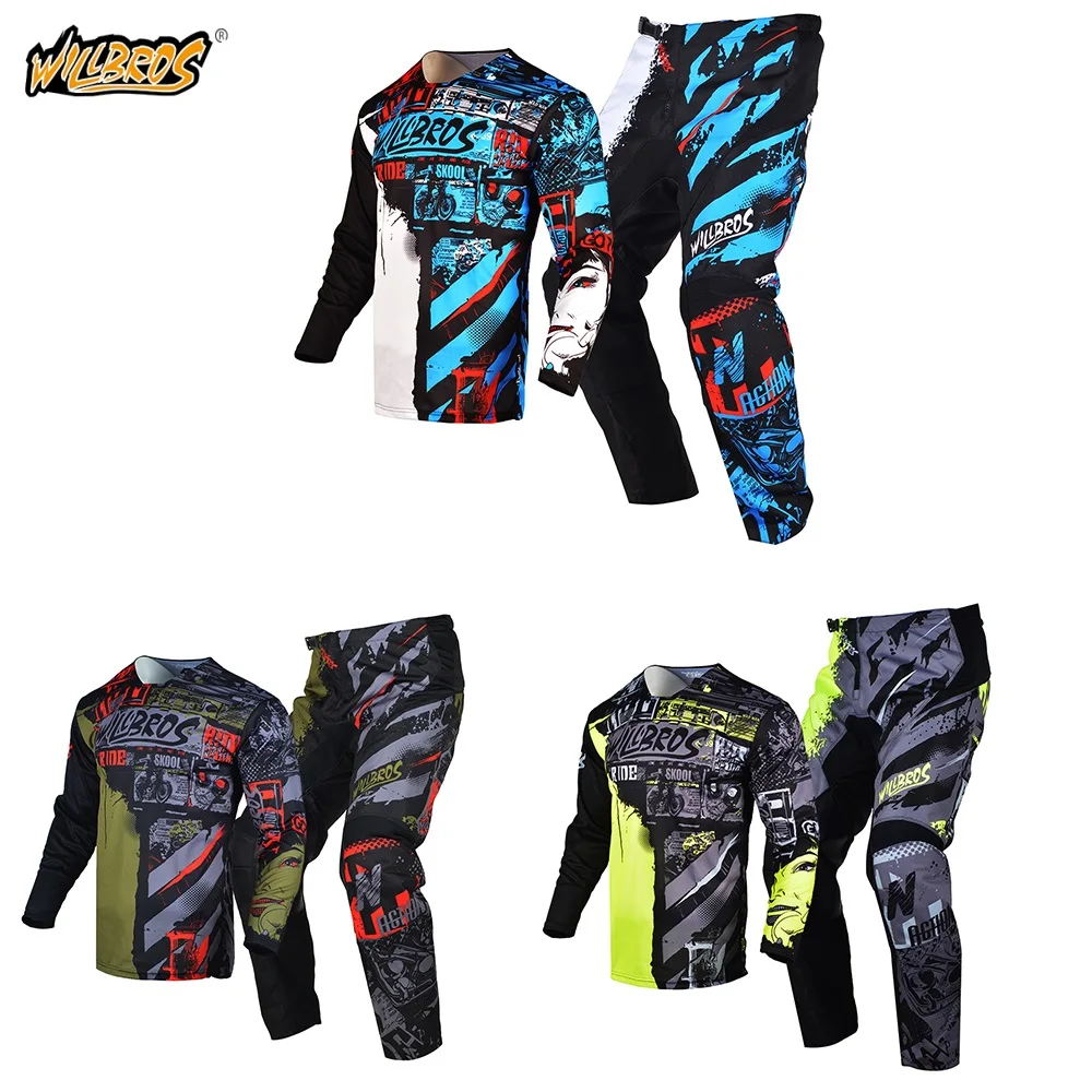 Willbros MX Jersey and Pants Combo Motocross Offroad Dirt Bike Motorcycle Enduro MTB BMX SX DH Racing Gear for Adult