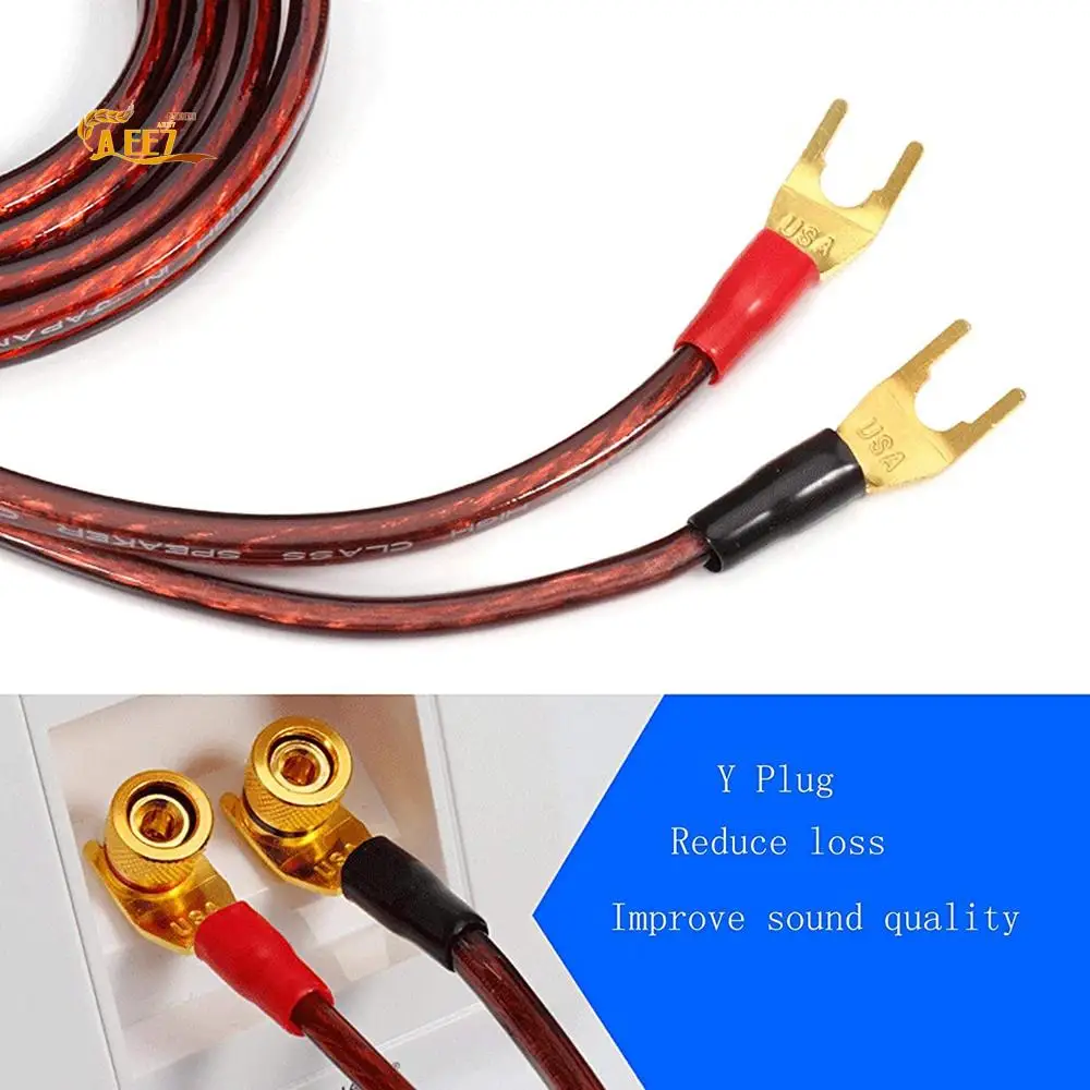 AEE7-Hifi OFC Speaker Cable With Banana Plug To Y Spade Plug, 4Mm Banana Plug To Fork Plug Speaker Wire Cord Jumper Cable