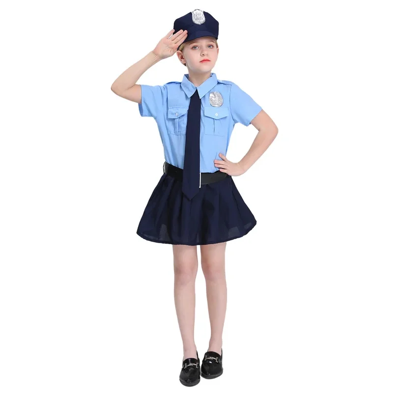 

LCK01 Cute Girls Tiny Cop Police Officer Playtime Cosplay Uniform Fancy Dress Kids Career Day Halloween Carnival Party CostYh1@！