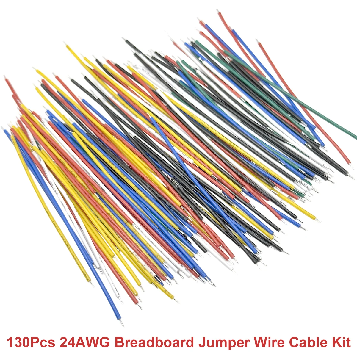 130Pcs 24AWG Breadboard Jumper Wire Cable Kit Tin-Plated PCB Solder Cable Flexible PVC Electronic Wire 5cm 8cm 10cm 6 Colors