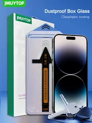 JMUYTOP-Protetor de Tela Premium para iPhone, Vidro Temperado, Cobertura Total, Kit de Remoção Automática de Poeira, 16, 15, 14, 13, 12, 11 Pro, Max