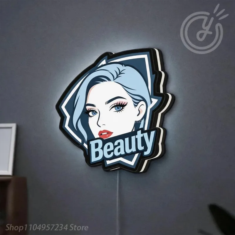 イルミネーション付きの美しいカスタムネオンサイン、led看板、パーソナライズされたロゴ入り金属製発光壁面ライトボックス、ビジネス広告パネル