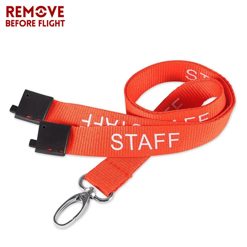 3pcs Staff Lanyards Printed Orange and White Staff Design Neck Strap Swivel Metal Clip