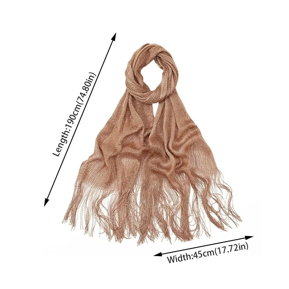 Verão proteção solar cachecol borlas temperamento vestidos xales elegante ouro prata pashmina para mulher