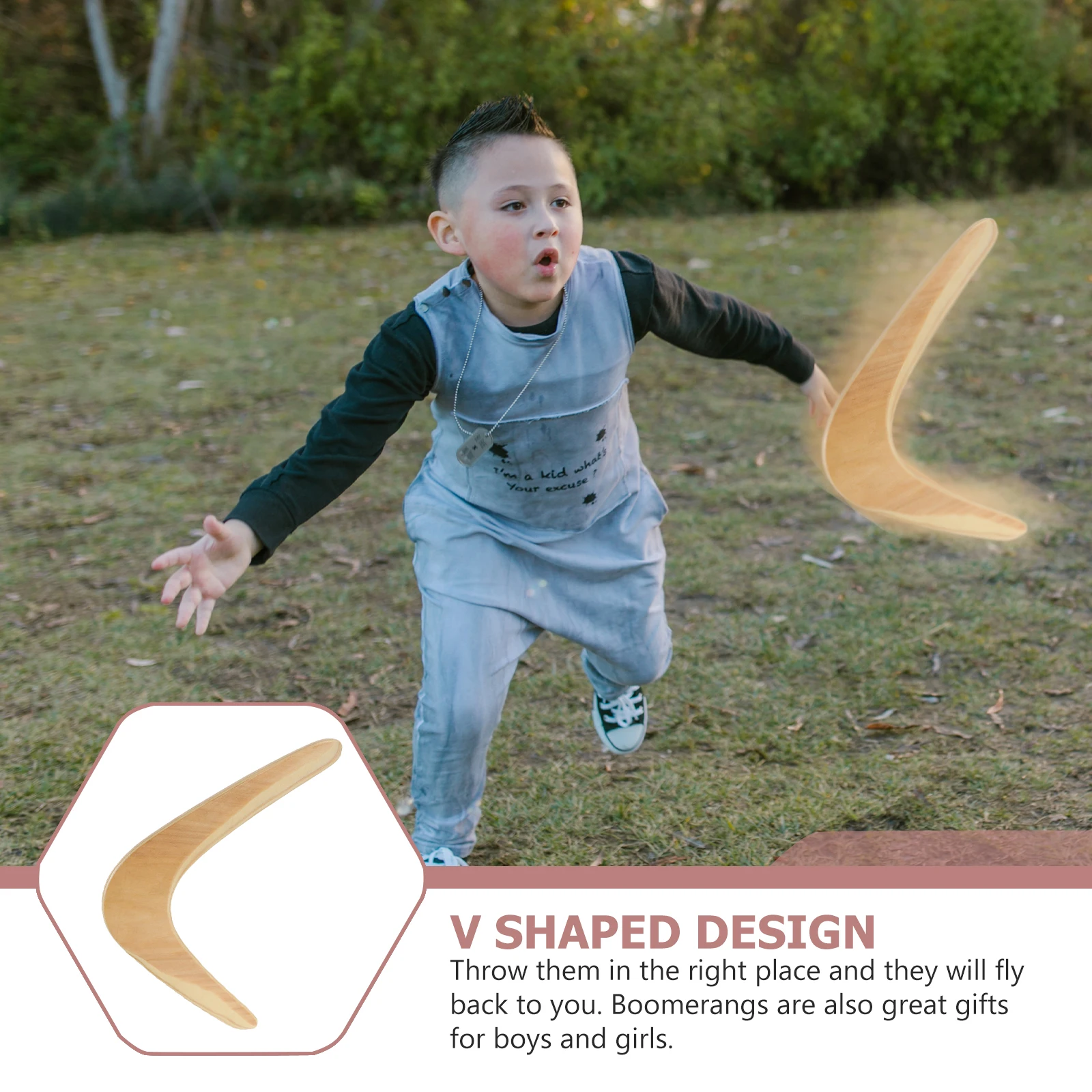 

1pc Wooden Outdoor Toy for Kids Adults V Shaped Design Sports Play Equipment Flying Games Lightweight Accurate