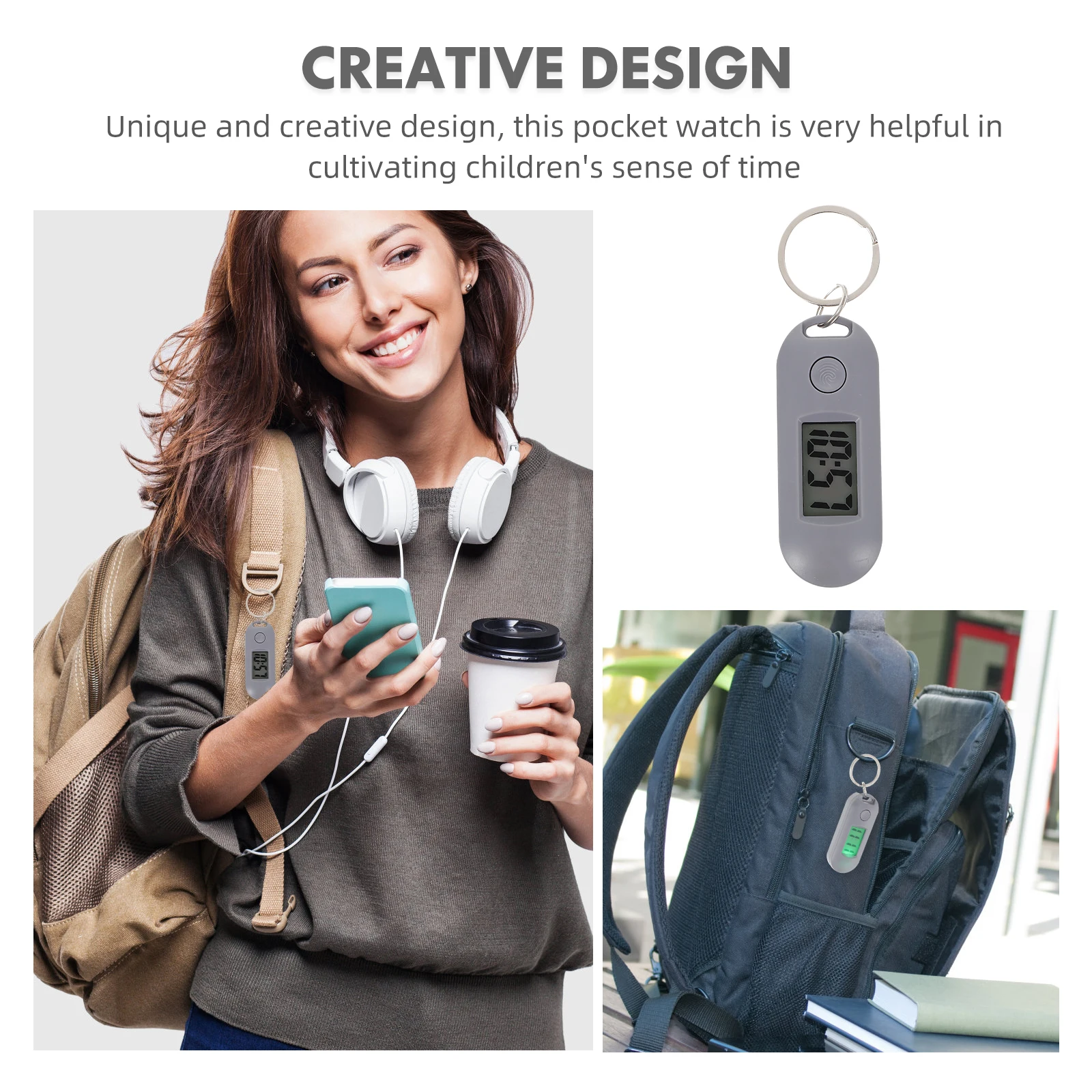 

Keychain Digital Watch Electronic Alarm Clock Kids Waterproof Students Mute Hanging Candy Color Silent Portable Timepiece Pocket