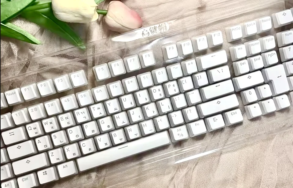 Juego de teclas transparentes coreanas PBT que brilla a través de teclas retroiluminadas perfil OEM para teclado mecánico MX Switch