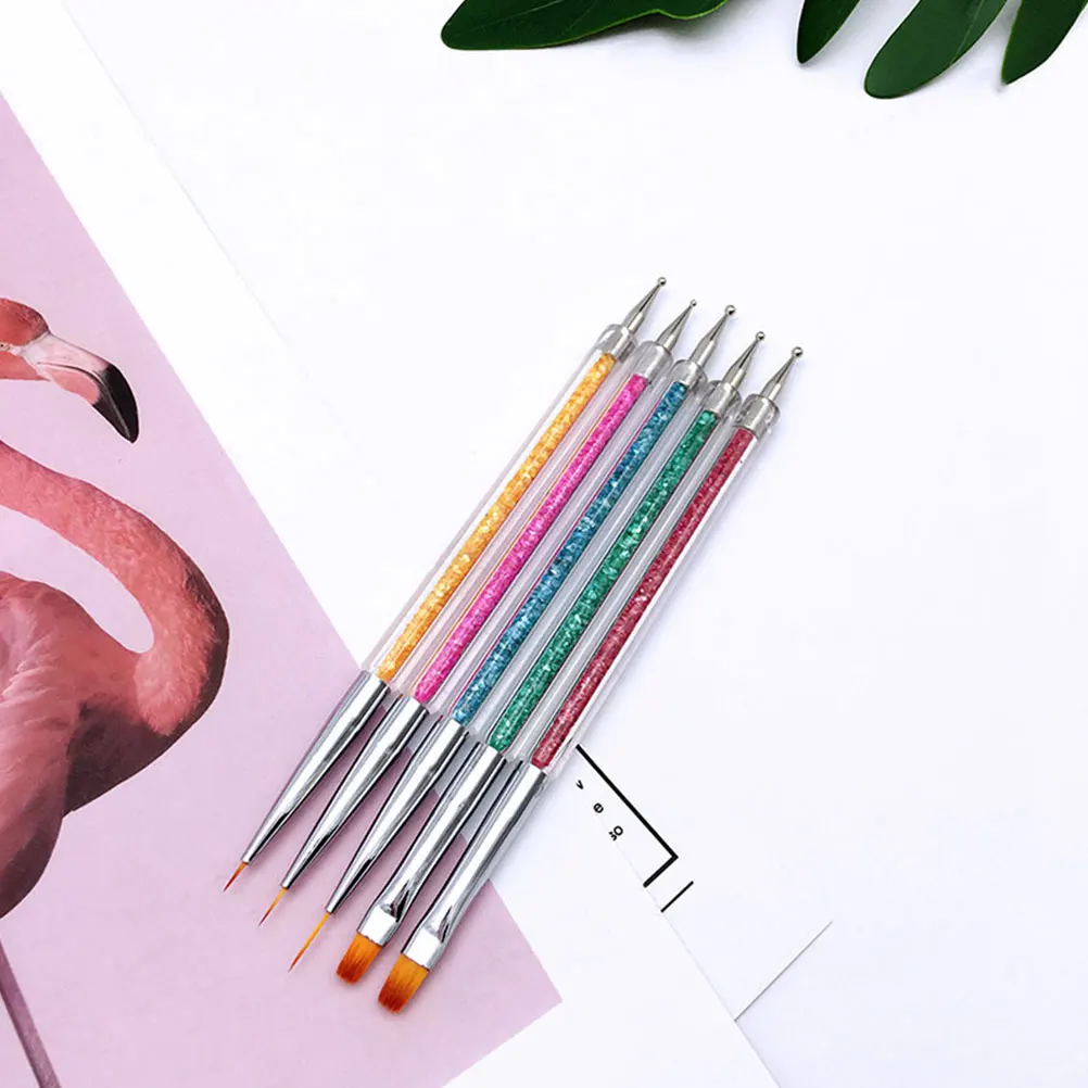 

5pcs Art Pen Gel Polish Drawing Dots Line Brush Manicure Tool Salon Home Use Nails Brush Pen Nail Painting Tool Nail Art