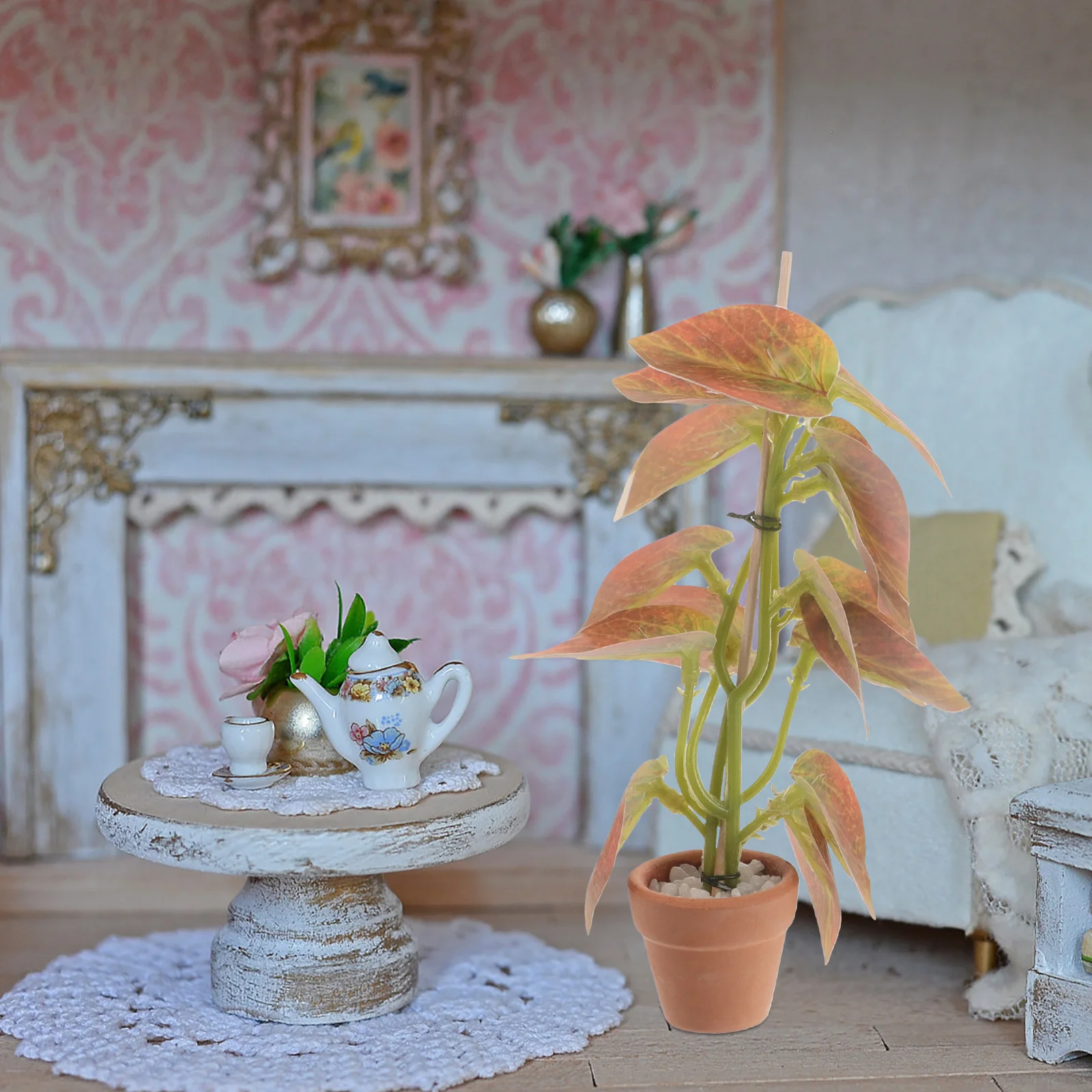 3 個ミニチュア鉢植えリアルな偽植物ドールハウスの装飾屋内庭園シミュレーション樹脂盆栽ファームアクセサリー