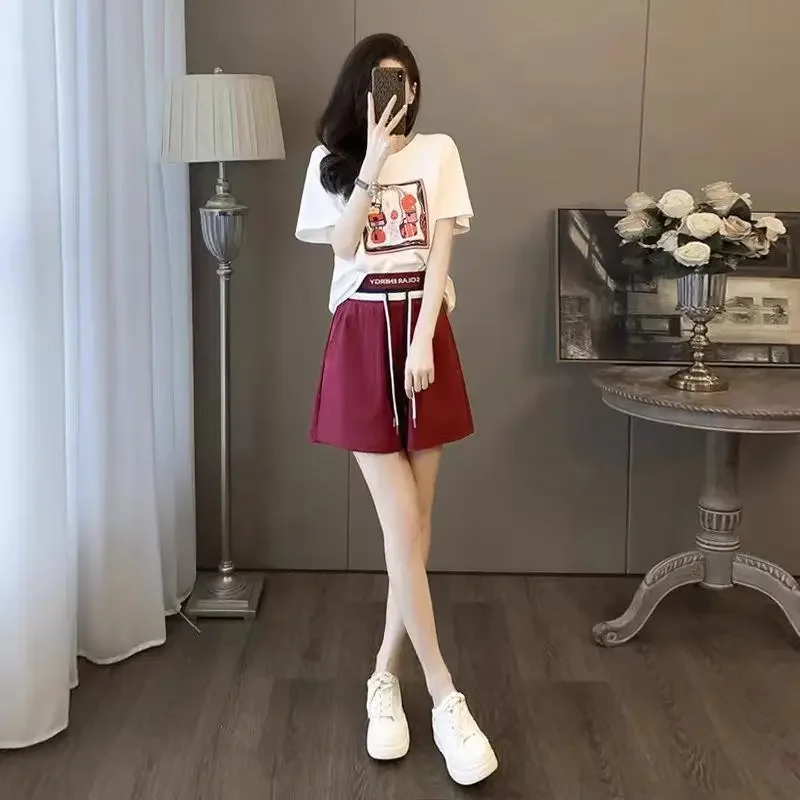 Summer Fashion 2024 Female Shorts Short Sleeve New Women\'s Sets Pieces Features Matching Full Cheap And Korean Style Offers Kit