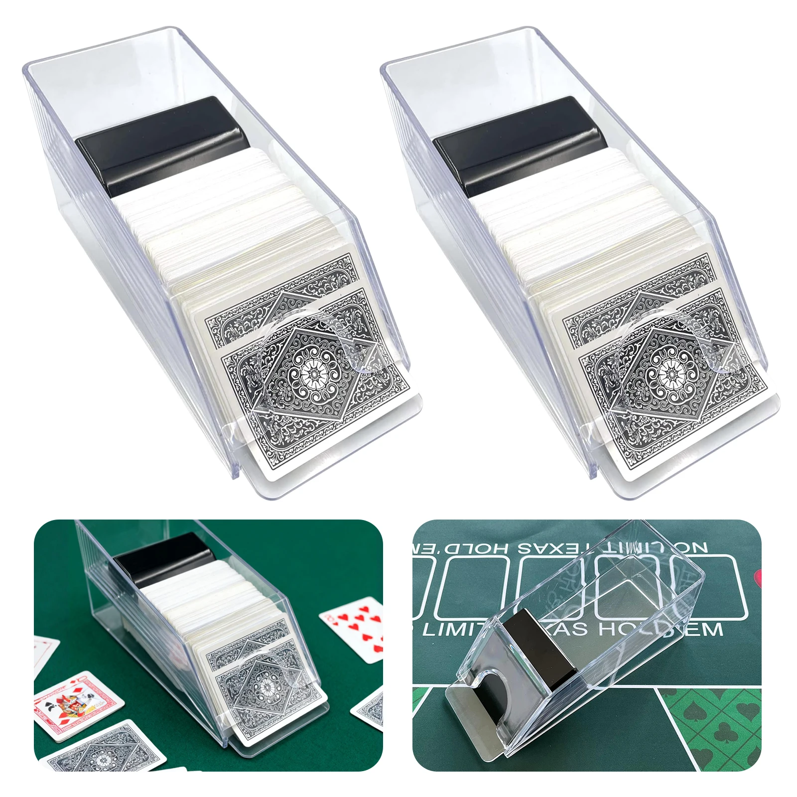 

4 Deck Clear Acrylic Blackjack Dealing Shoe Blackjack Shoe Playing Card Holder for Playing Card Standard Size Poker Deck Game