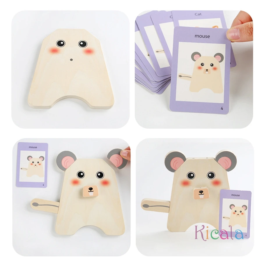 Montessori enfants bois Puzzle blocs de construction Cube 3D Animal changement visage blocs de construction logique formation Puzzle jeu