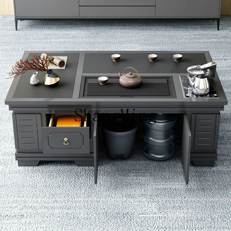 

SM new high-end modern Kung Fu tea table, living room home solid wood tea table, the whole set is integrated