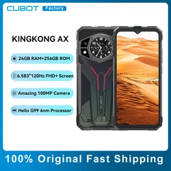 Cubot KINGKONG AX Smartphone resistente, Android 14, Helio G99, 24GB de RAM(12 + 12), 256GB de ROM, pantalla de 120Hz, cámara de 100MP, NFC