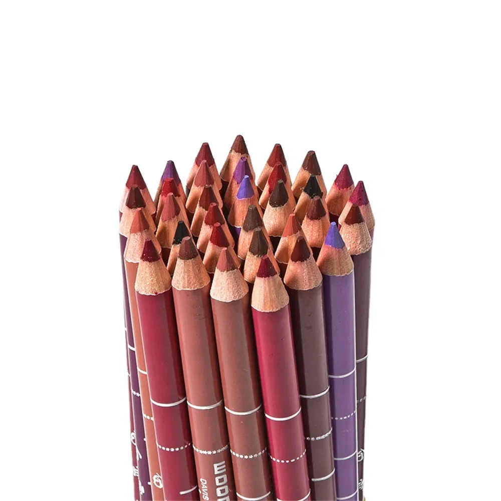 28-Colors Wood Lip Liner Waterproof Lady Charming Lip Liner Professional Soft Pencil Makeup Women's Long Lasting Cosmetic Tool