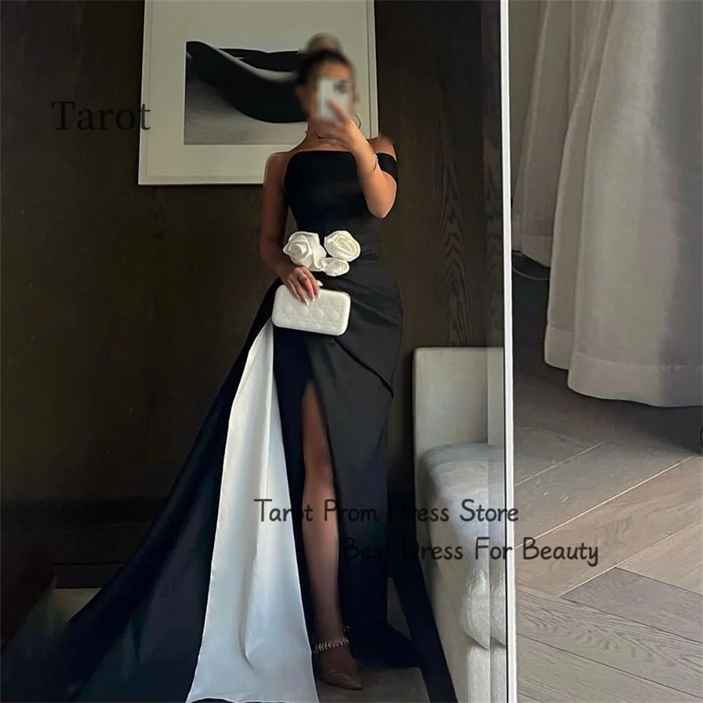 Sexy Satin One-shoulder 3D Flowers Mermaid Prom Dresses With Split Corsert Wedding Dress Sleeveless Floor-Length Evening Gowns