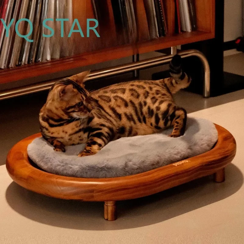 Solid Wood Pet Bed for Cats Dogs All Season Washable Modern Furniture Style Pet House for Dog Car Seat Cozy Indoor Outdoor
