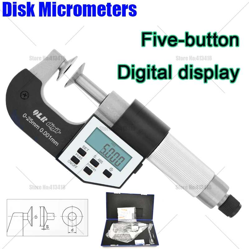 XIBEI Electronic Disk Micrometer (rotating spindle) 0-25mm 25-50 50-75 75-100 0.001mm  Outside micrometer Paper thickness gauge