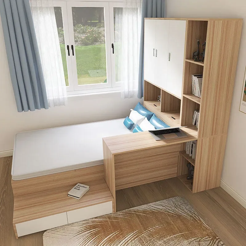 for Desk Bookshelf Integrated Small Apartment High Box Tatami Ecological Board Assembled Box Bed Floor Storage