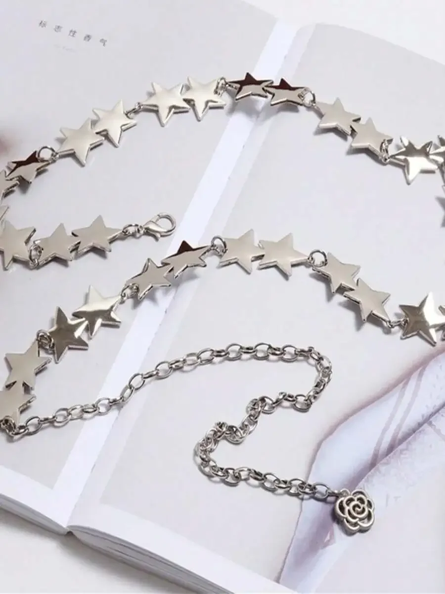 

Star Pattern Metal Chain Belt For Women Punk Waist Chain Body Jewelry Y2K Emo Style