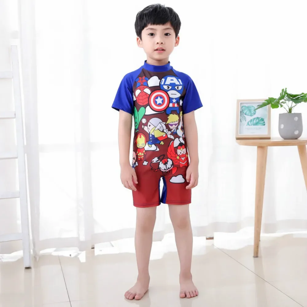 Boys One Piece Swimsuits Swimwear Bathing Suit Cartoon Spiderman Cars McQueen Captain America Swimming Kids Sport Baby Beachwear