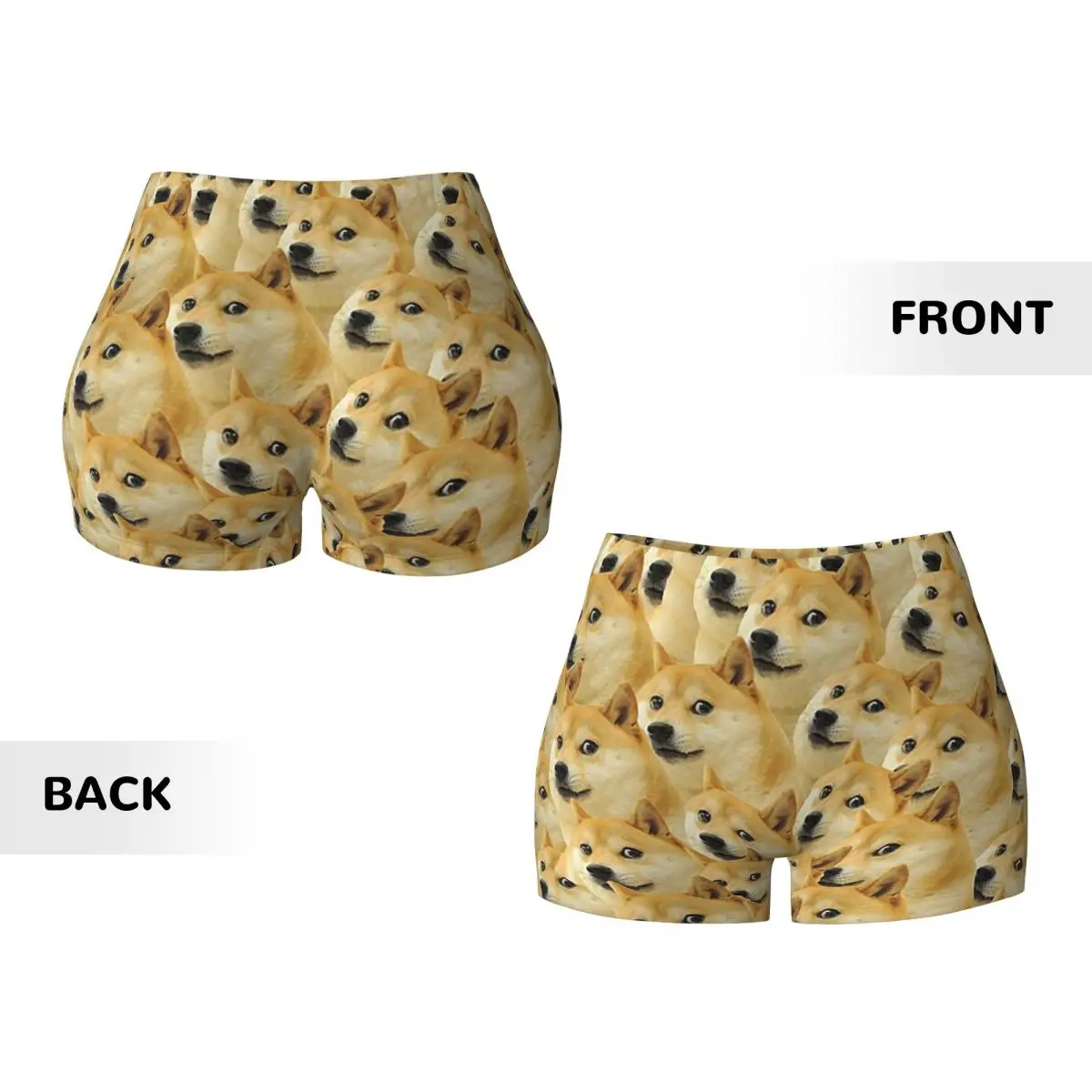 Custom Doge Wow Pattern Shiba Inu Doggo Dog Meme Montage Yoga Shorts Women Gym Workout Running Athletic Volleyball Biker Shorts
