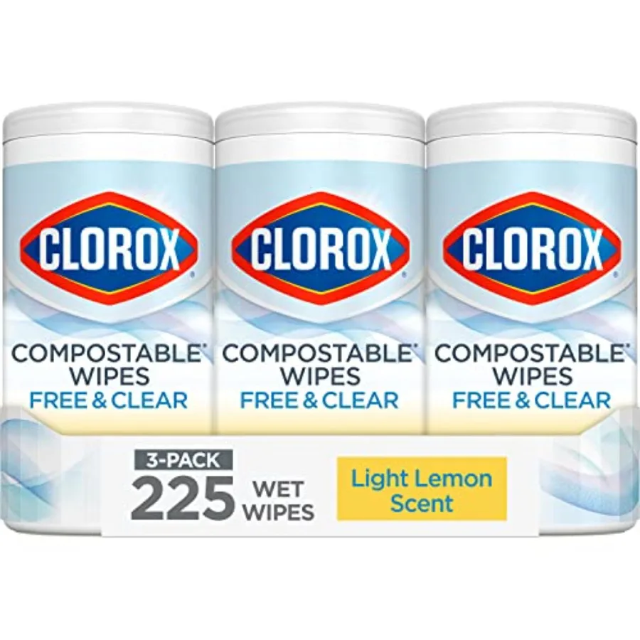 

Clorox Free and Clear Cleaning Wipes Light Lemon Scent 75 Count Pack of 3 Pack May Vary