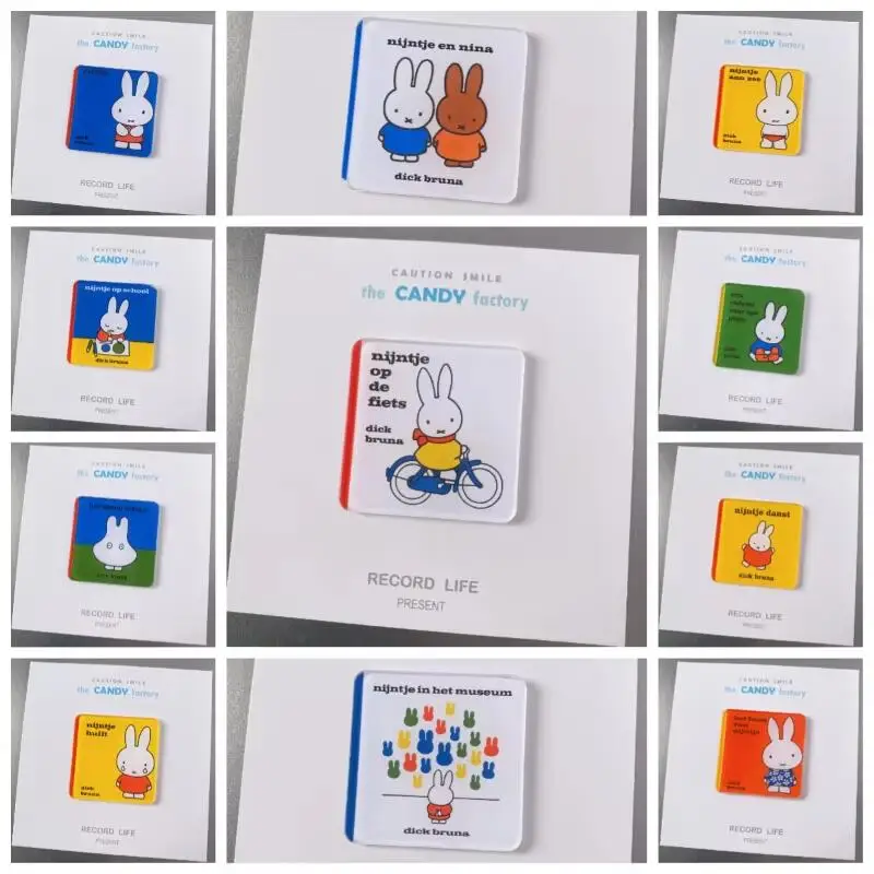 

11pcs Miffy Rabbit Kawaii Acrylic Magnetic Stickers Cartoon Anime Fridge Magnet Home Decor Cute Gift Set