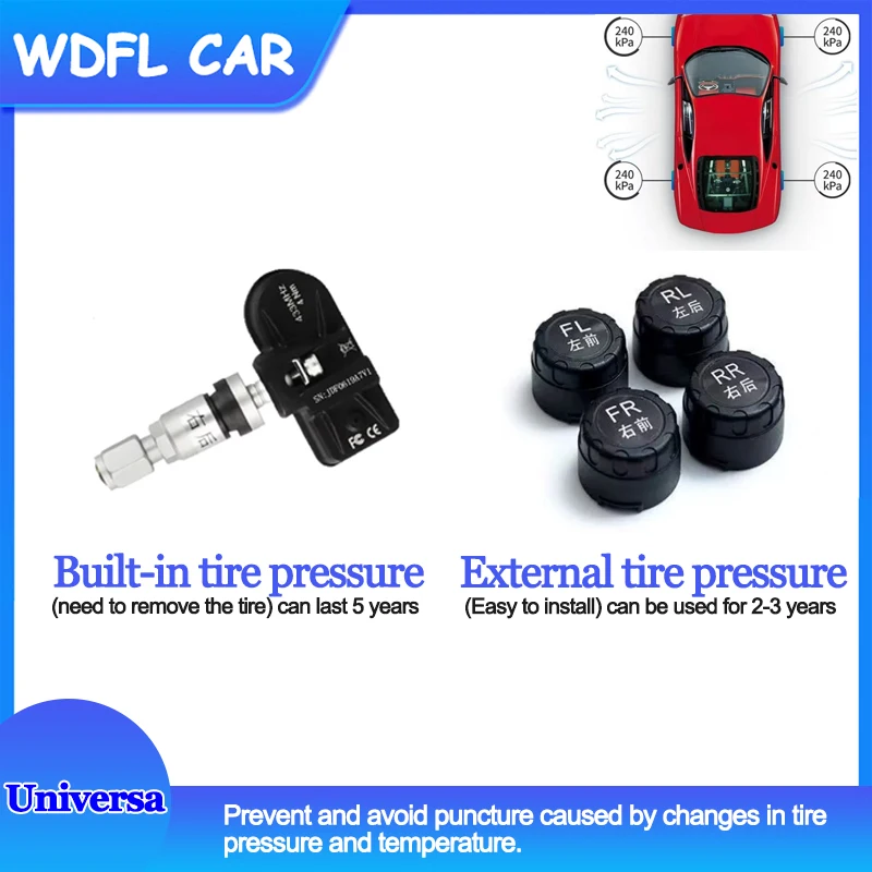 For Honda CAREUD U912 Car electronics Wireless TPMS Tire Pressure Monitoring System Built-in Sensor LCD Display Embedded Monitor