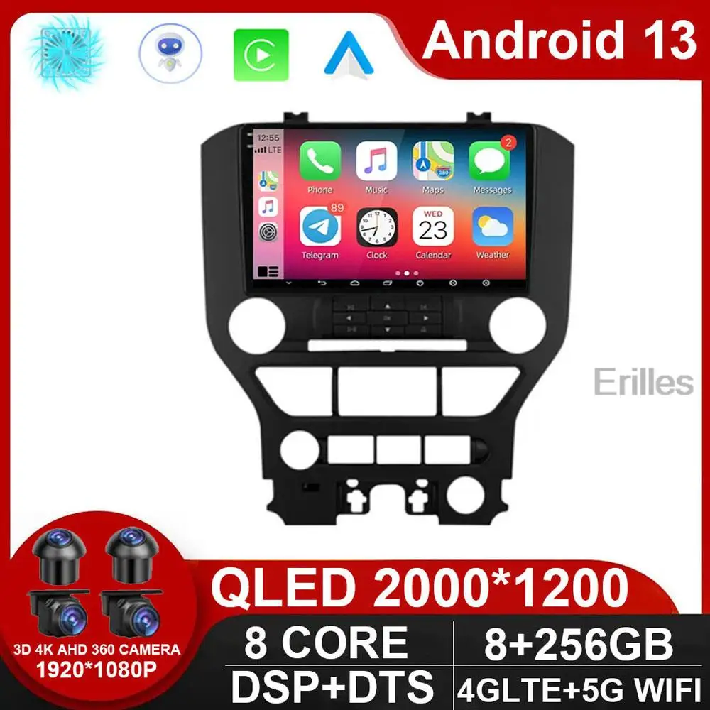 Stereo For Ford Mustang 6 VI S550 2014 - 2021 Auto Multimedia Android 13 Car Radio Video Player Navigation GPS Mirror NO DVD