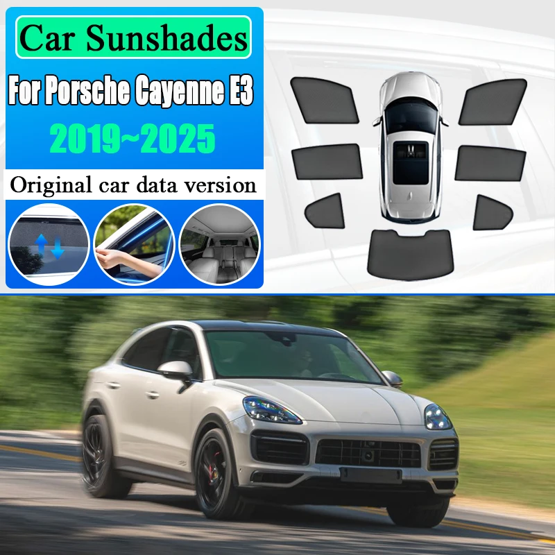 

Автомобильные сетчатые солнцезащитные козырьки для Porsche Cayenne E3 2019 2020 2021 ~ 2025 Магнитный солнцезащитный козырек на лобовое стекло, боковое окно, козырек, инструменты, аксессуары